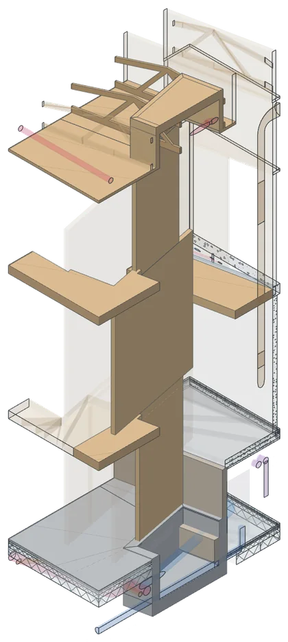 Option A: lift shaft with a pit and a lift top through the roof